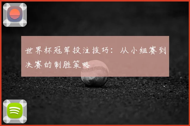 世界杯冠军投注技巧：从小组赛到决赛的制胜策略